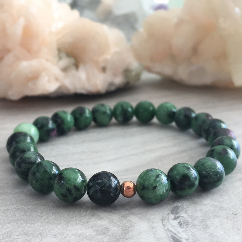 Ruby in Zoisite Stretch Bracelet – Wholehearted Crystal Creations