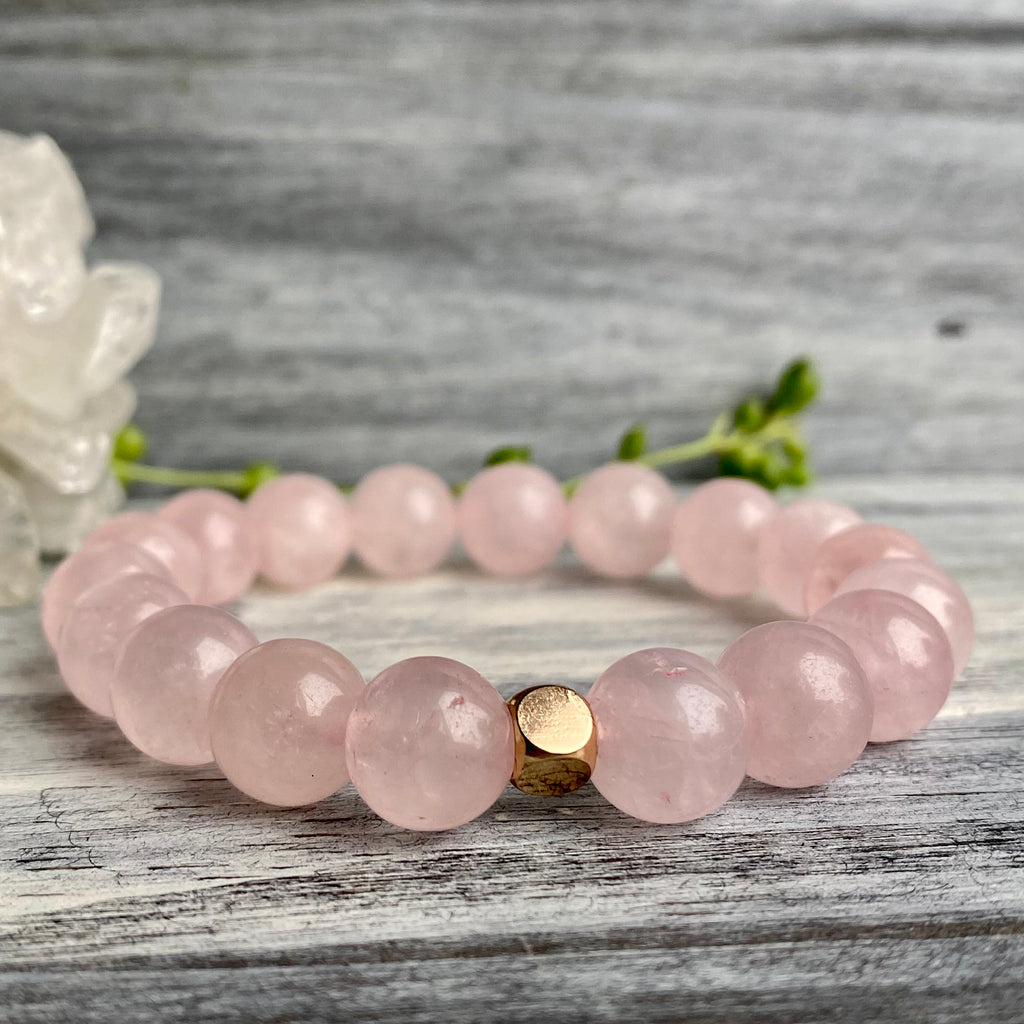 Rose Quartz Gold Hematite Stretch Bracelet – Wholehearted Crystal Creations