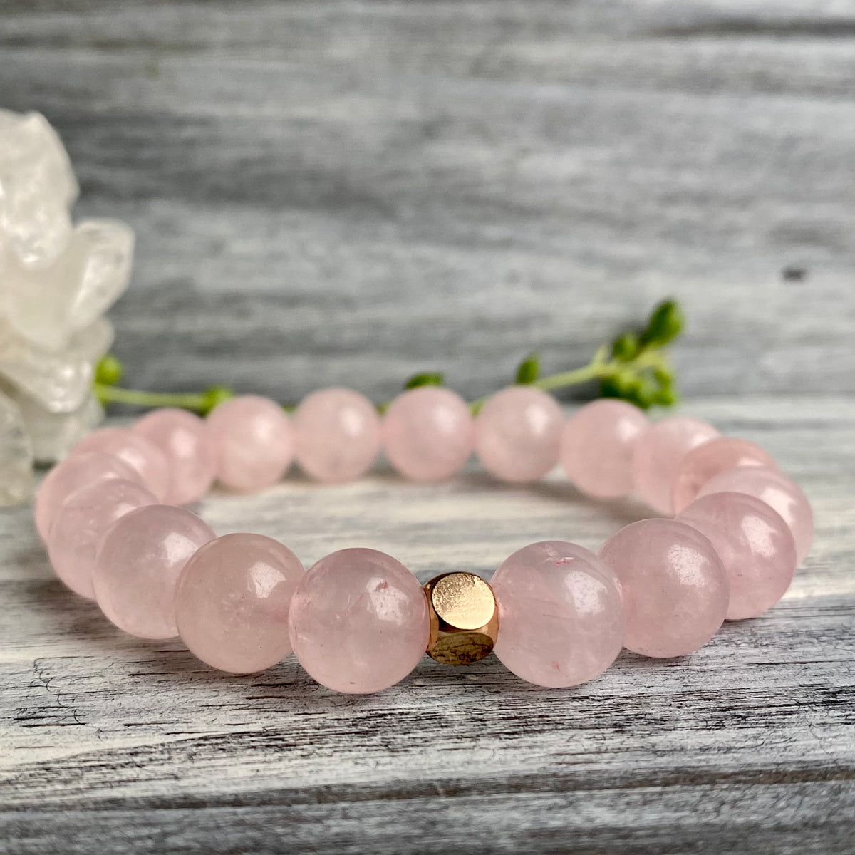 Rose Quartz Gold Hematite Stretch Bracelet – Wholehearted Crystal Creations