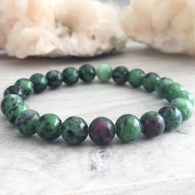 Ruby in Zoisite Stretch Bracelet – Wholehearted Crystal Creations