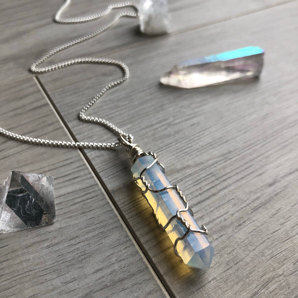 Opalite Wire Wrapped Crystal Necklace – Wholehearted Crystal Creations