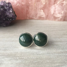 Green Moss Agate Stud Earrings