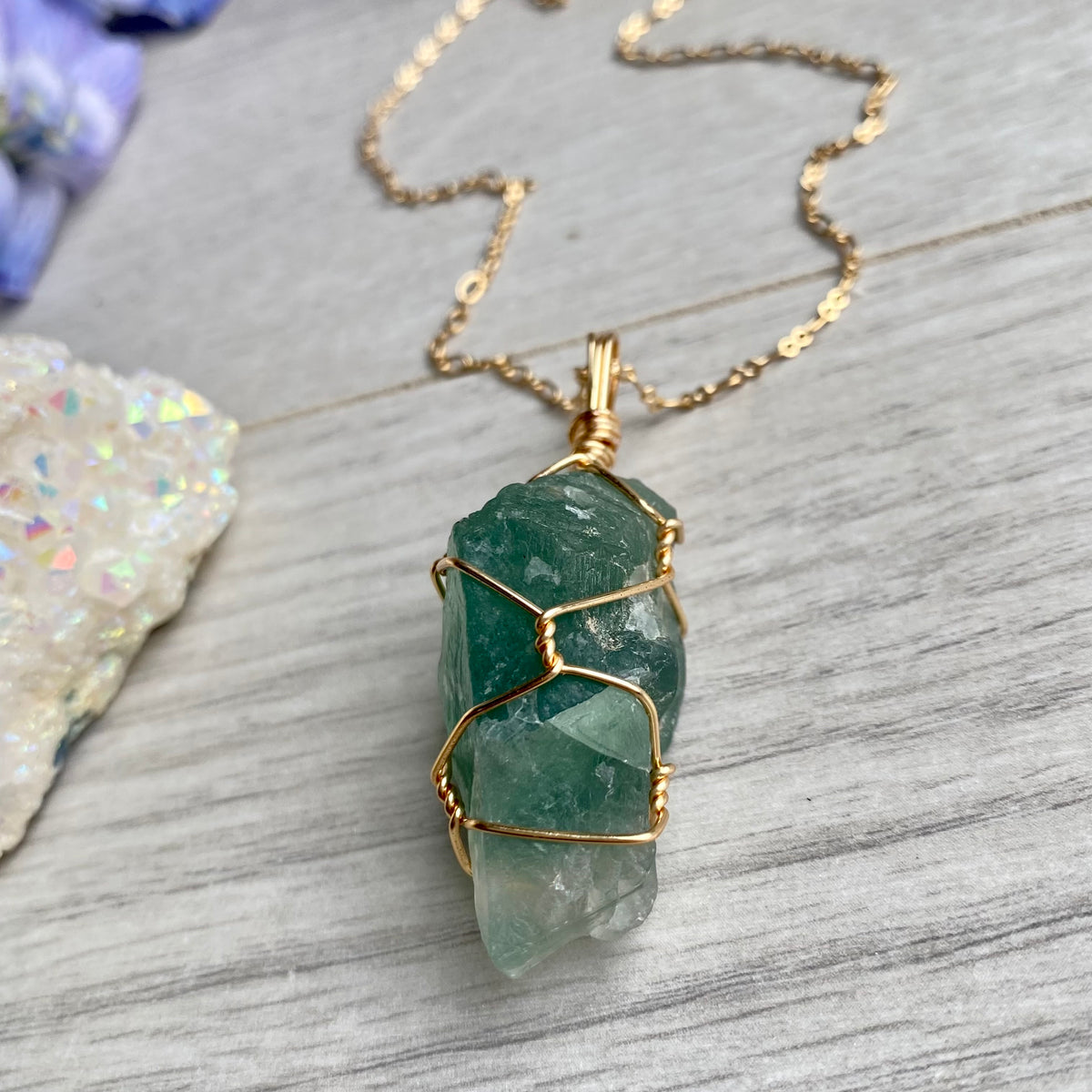 Raw Fluorite Wire Wrapped Crystal Necklace – Wholehearted Crystal Creations