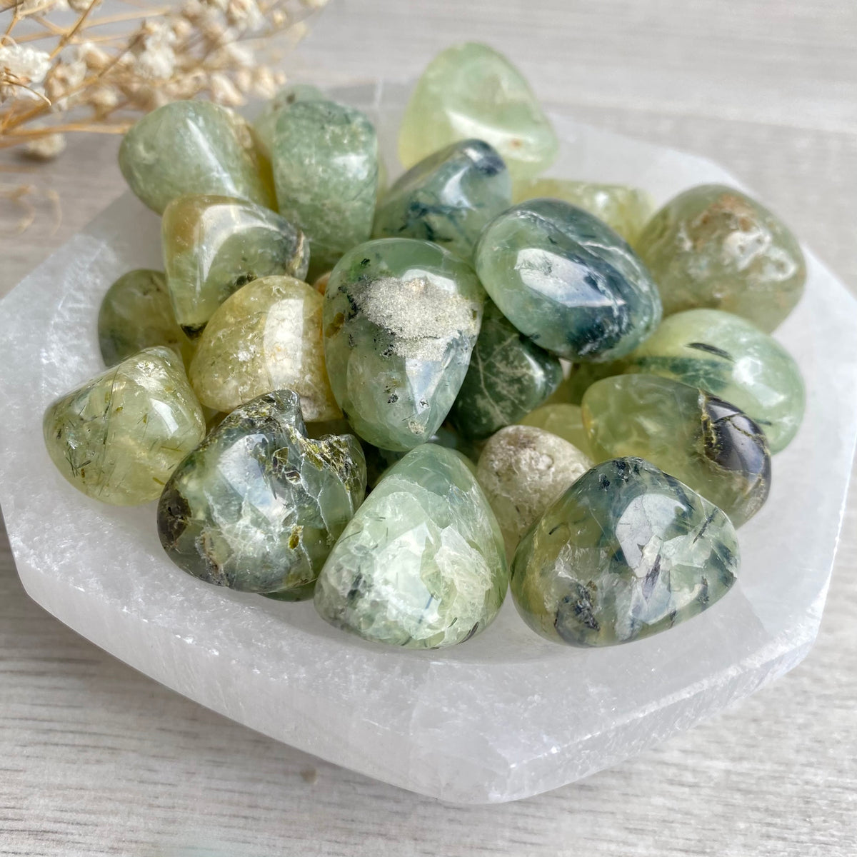 Prehnite with Epidote Tumbled Pocket Stone – Wholehearted Crystal Creations