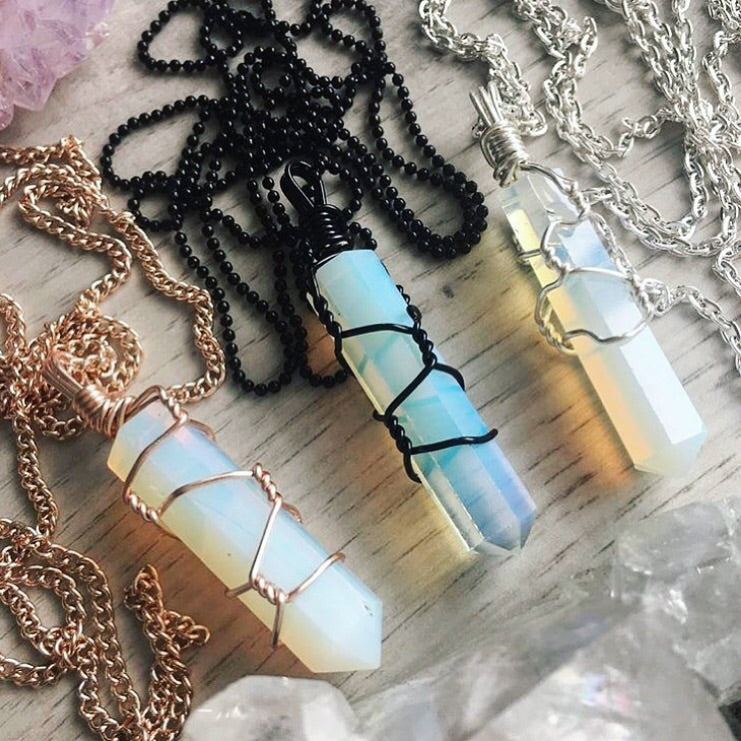 Opalite Wire Wrapped Crystal Necklace – Wholehearted Crystal Creations