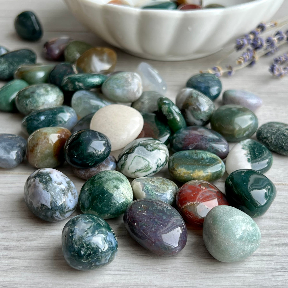 Rainbow Moss Agate Large Tumbled Pocket Stone Specimen – Wholehearted Crystal Creations