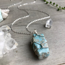 Larimar wire wrapped necklace on 925 sterling silver