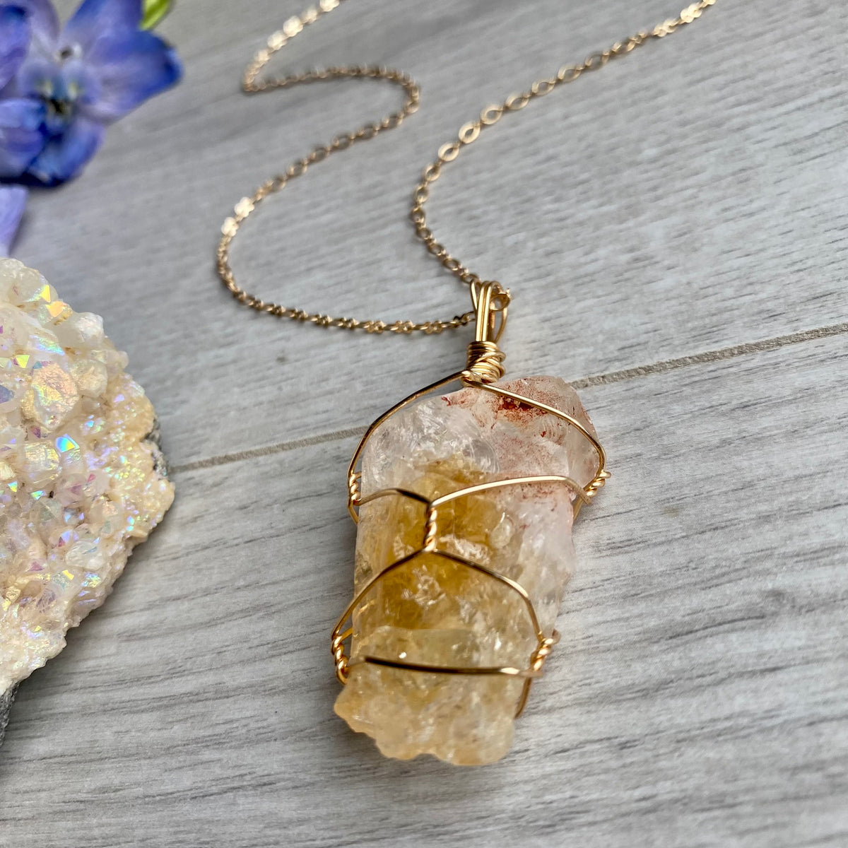 Citrine Wire Wrapped Crystal Necklace – Wholehearted Crystal Creations