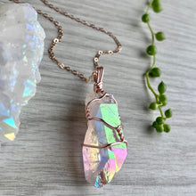 Angel aura quartz wire wrapped crystal necklaces