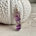 Fluorite wire wrapped crystal necklace on silver chain – Wholehearted Crystal Creations
