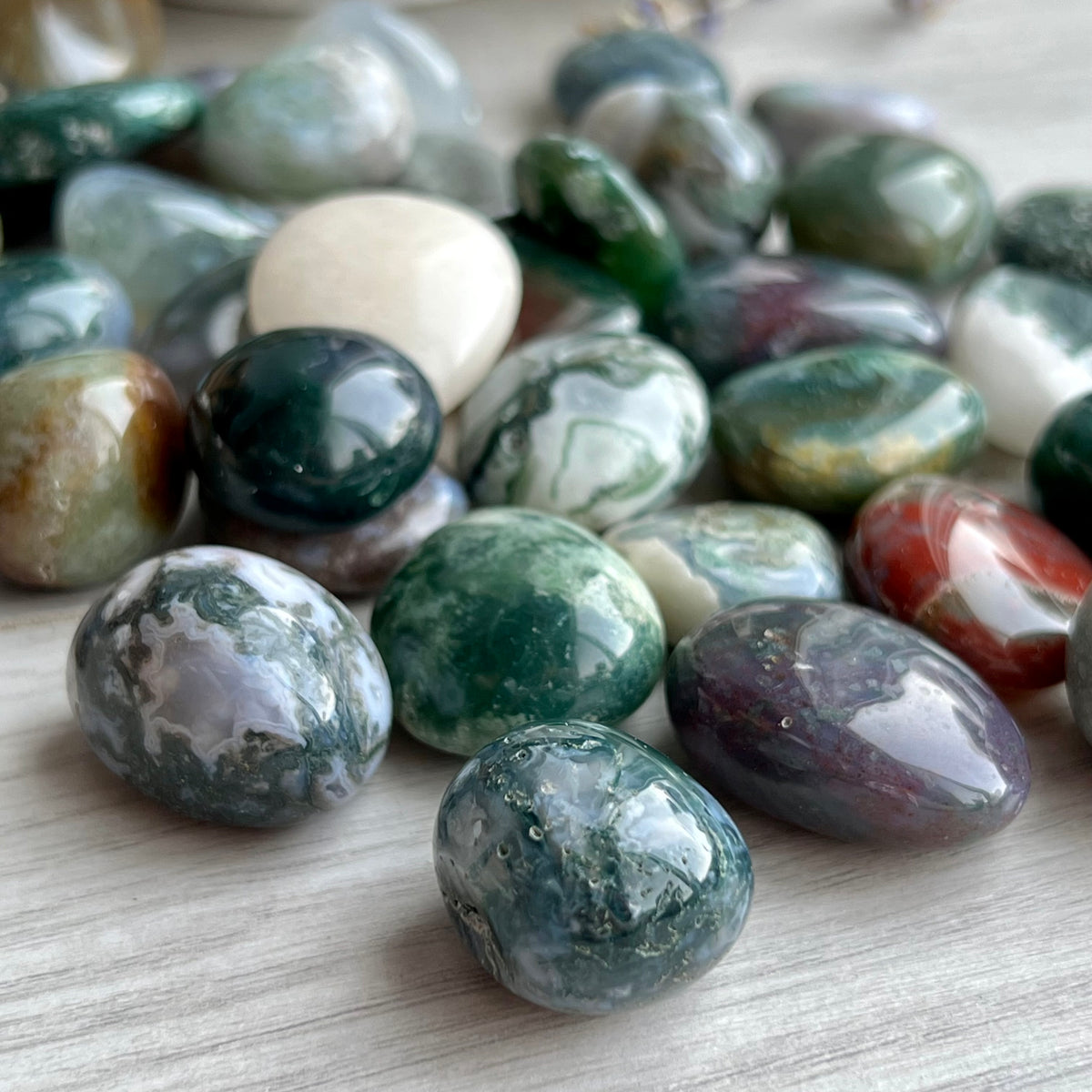 Rainbow Moss Agate Large Tumbled Pocket Stone Specimen – Wholehearted Crystal Creations