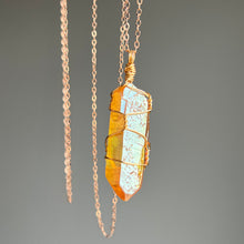 Sunset Aura Quartz wire wrapped necklace