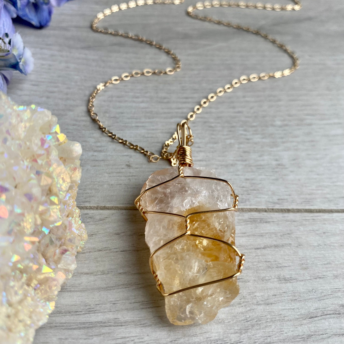 Citrine Wire Wrapped Crystal Necklace – Wholehearted Crystal Creations