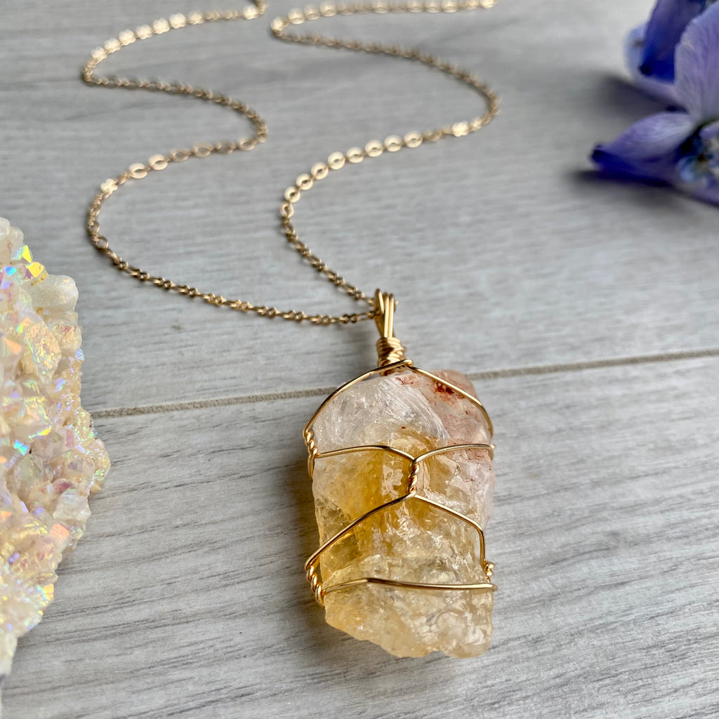 Citrine Wire Wrapped Crystal Necklace – Wholehearted Crystal Creations