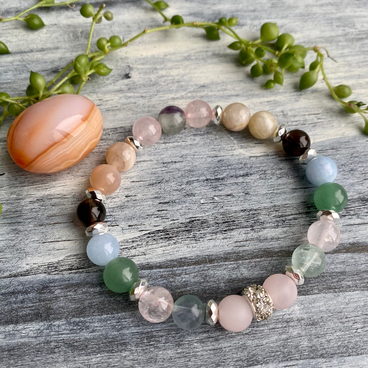 Fertility & Pregnancy Support Intention Bracelet with Silver Hematite Spacers & Carnelian Pocket Stone Specimen – Wholehearted Crystal Creations