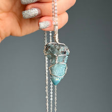 Aqua Aura Spirit Quartz wire wrapped necklace