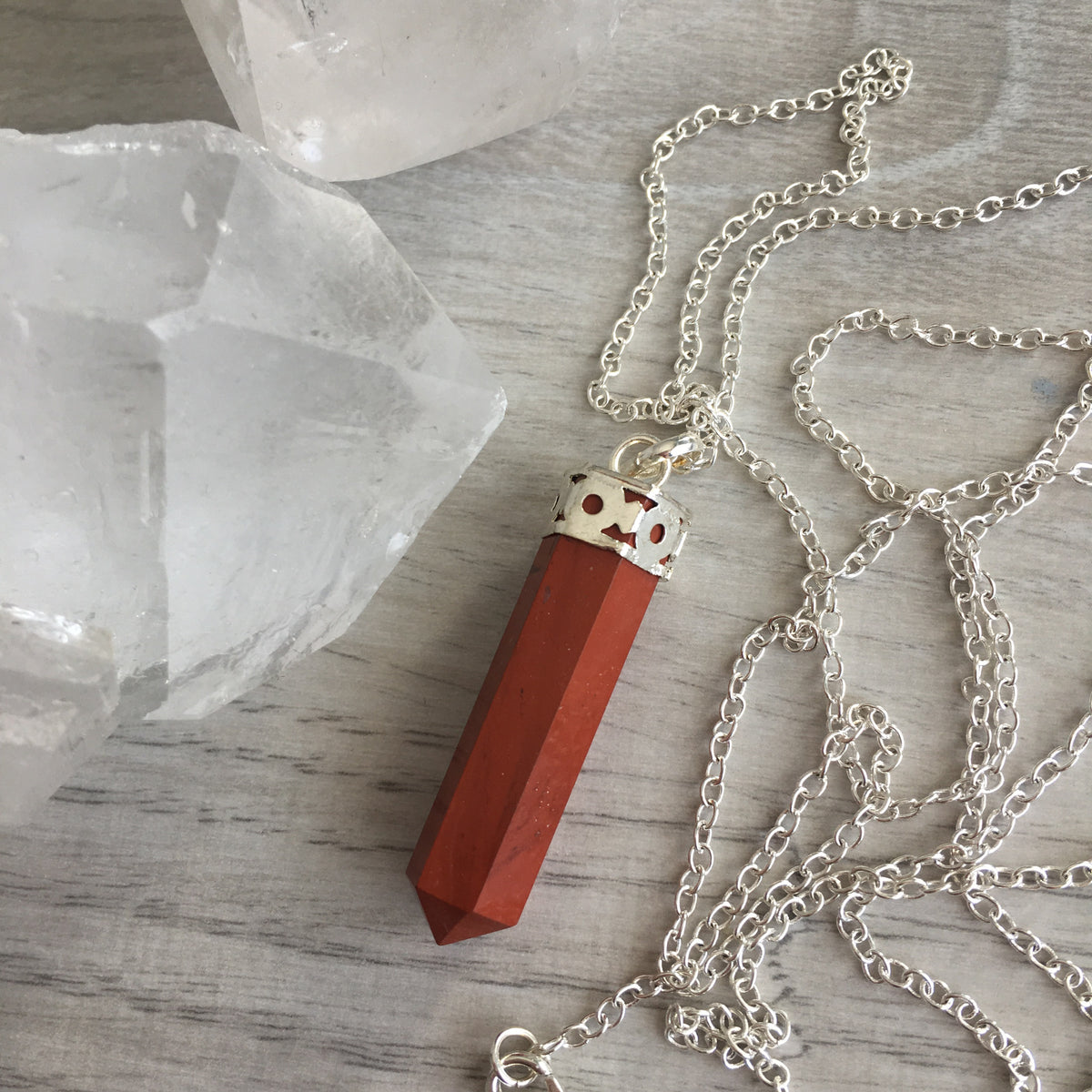 Red Jasper Long Chain Pendant Necklace – Wholehearted Crystal Creations