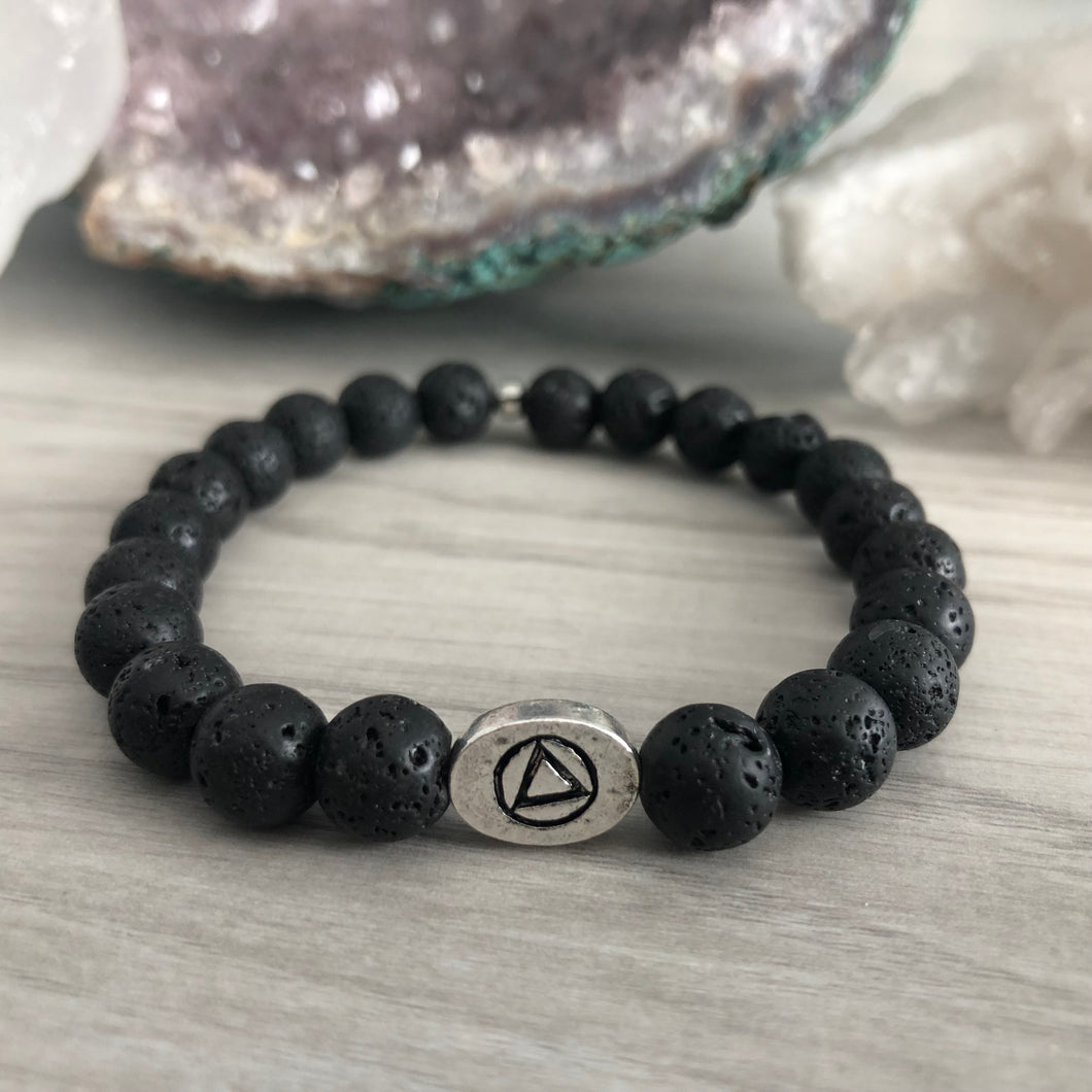 AA - Alcoholics Anonymous Recovery Lava stone diffuser bracelet