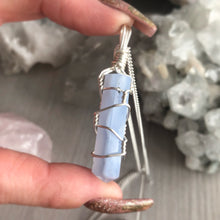 Blue Lace Agate wire wrapped crystal necklace