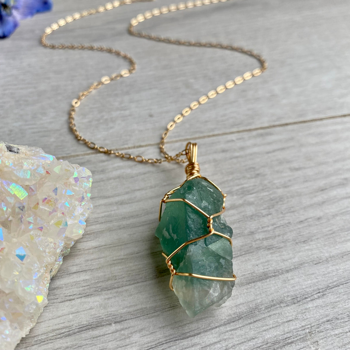 Raw Fluorite Wire Wrapped Crystal Necklace – Wholehearted Crystal Creations