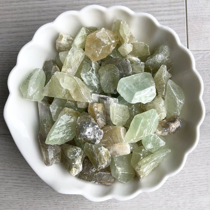 Green calcite (Medium) pocket stone crystal specimen