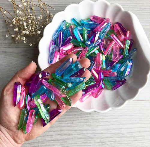 Aura Quartz Pocket Stone Crystal Specimen – Wholehearted Crystal Creations