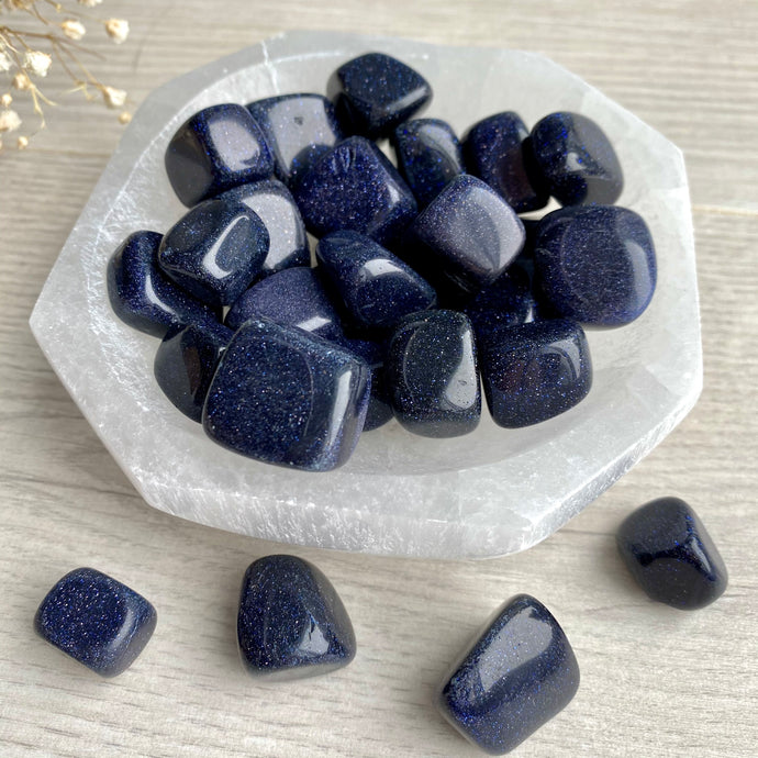 Blue Goldstone Tumbled Pocket Stone Crystal Specimen (small)