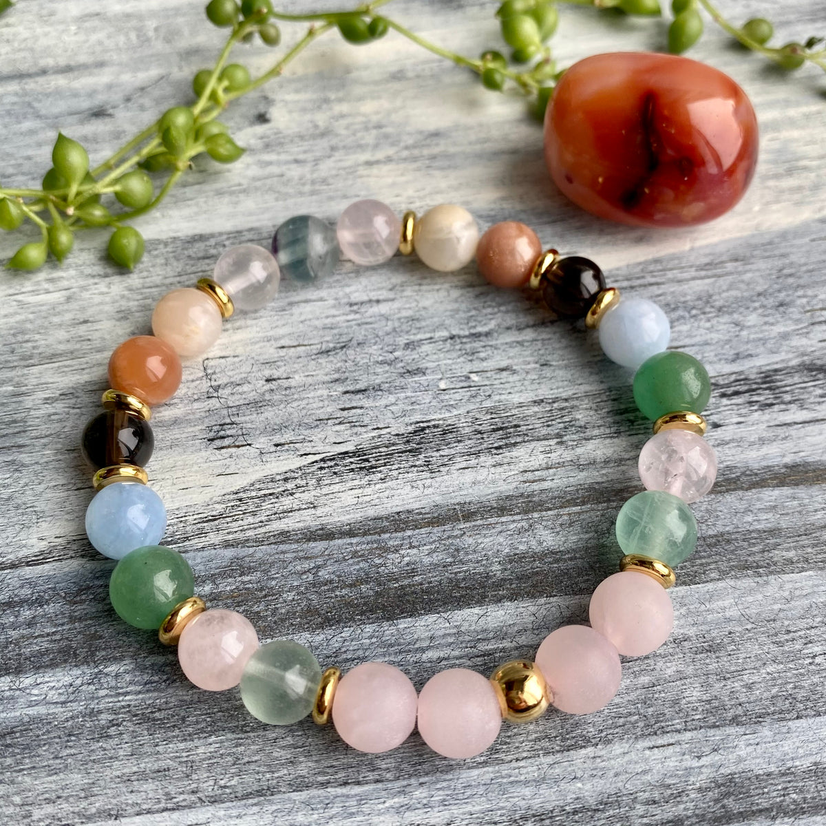Fertility & Pregnancy Support Intention Bracelet with Gold Hematite Spacers & Carnelian Pocket Stone Specimen – Wholehearted Crystal Creations
