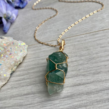 Fluorite wire wrapped crystal necklace