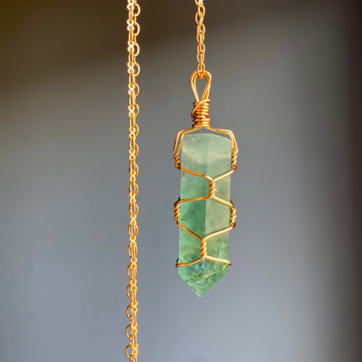 Green Fluorite Wire Wrapped Crystal Necklace – Wholehearted Crystal Creations