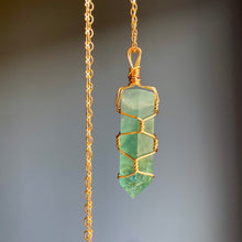 Green Fluorite wire wrapped crystal necklace