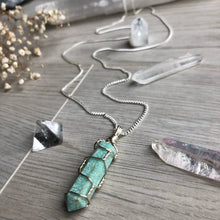 Amazonite wire wrapped crystal necklace