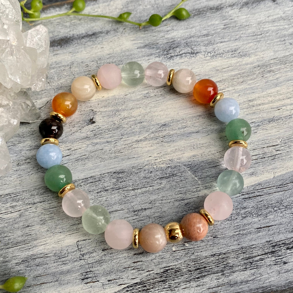 Fertility & Pregnancy Support Intention Bracelet with Gold Hematite Spacers – Wholehearted Crystal Creations