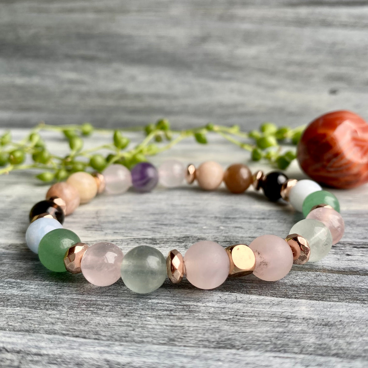 Fertility & Pregnancy Support Intention Bracelet with Rose Gold Hematite Spacers & Carnelian Pocket Stone Specimen – Wholehearted Crystal Creations