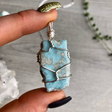 Larimar wire wrapped necklace on 925 sterling silver