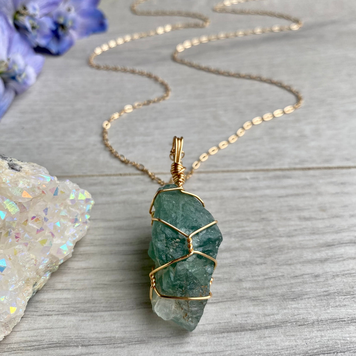 Raw Fluorite Wire Wrapped Crystal Necklace – Wholehearted Crystal Creations