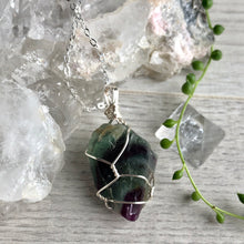Rainbow Fluorite Wire Wrapped Necklace