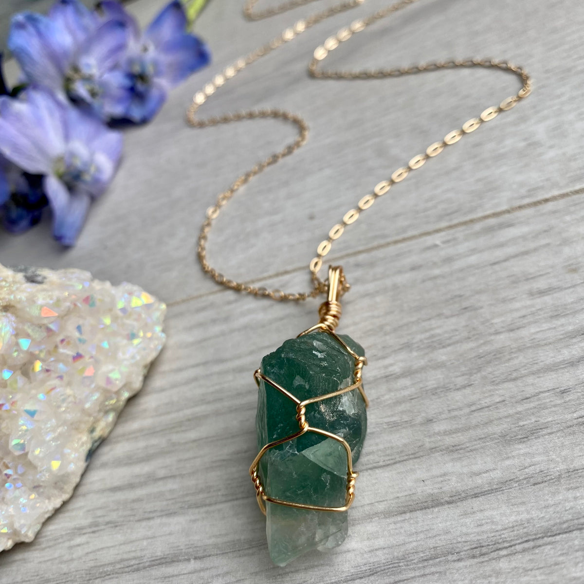 Raw Fluorite Wire Wrapped Crystal Necklace – Wholehearted Crystal Creations