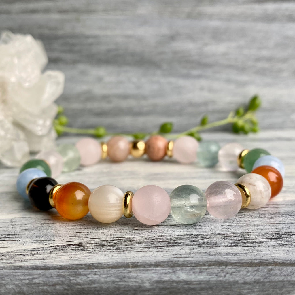 Fertility & Pregnancy Support Intention Bracelet with Gold Hematite Spacers – Wholehearted Crystal Creations