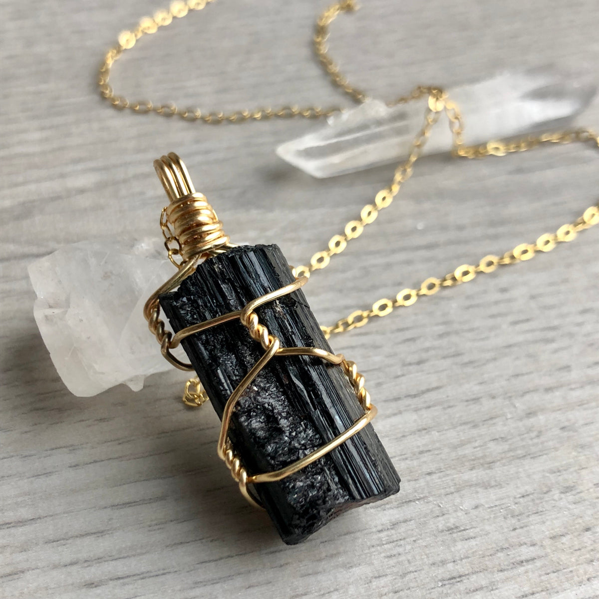 Black Tourmaline Raw Wire Wrapped Necklace – Wholehearted Crystal Creations