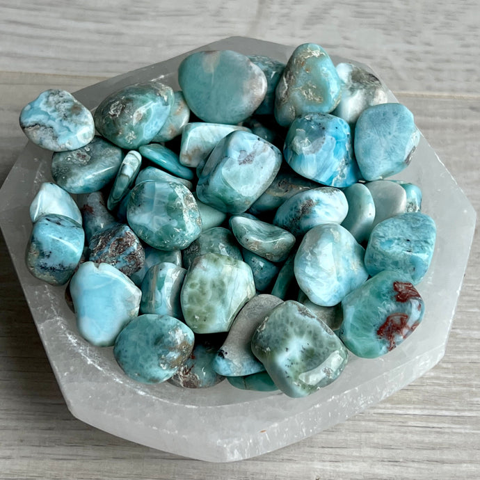 Larimar (med) tumbled pocket stone.specimen