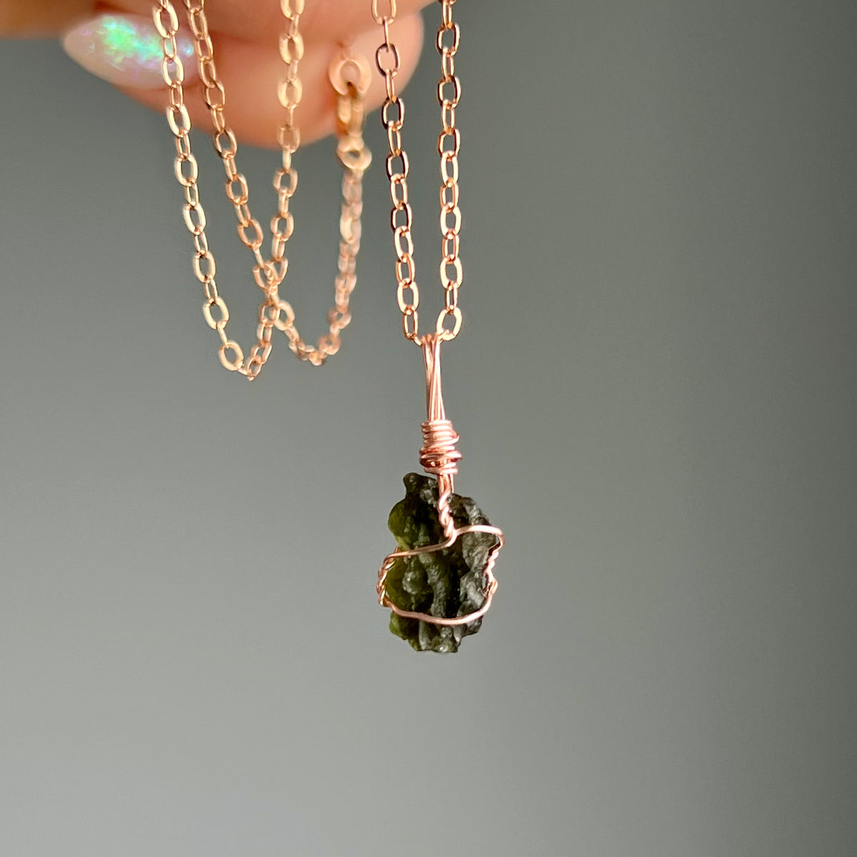 Moldavite Small Wire Wrapped Necklace – Wholehearted Crystal Creations