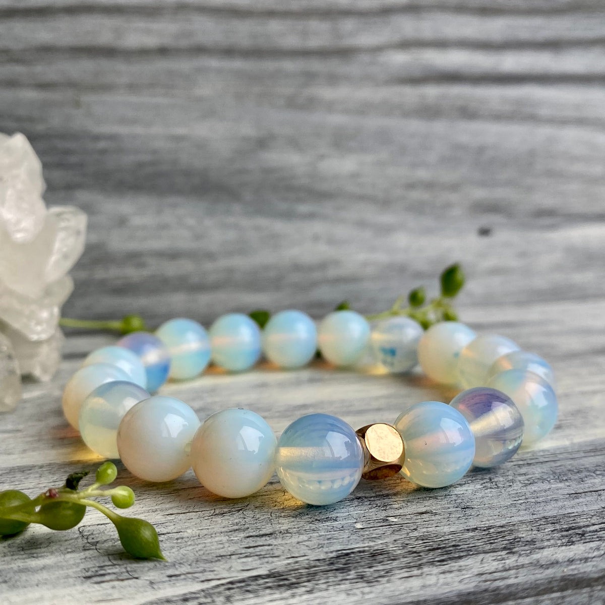 Opalite Rose Gold Spacer Stretch Bracelet – Wholehearted Crystal Creations