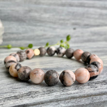 Pink Jasper with Hematite Spacer Stretch Bracelet with Rose Gold spacer