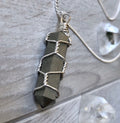 Pyrite wire wrapped crystal necklace on silver chain – Wholehearted Crystal Creations