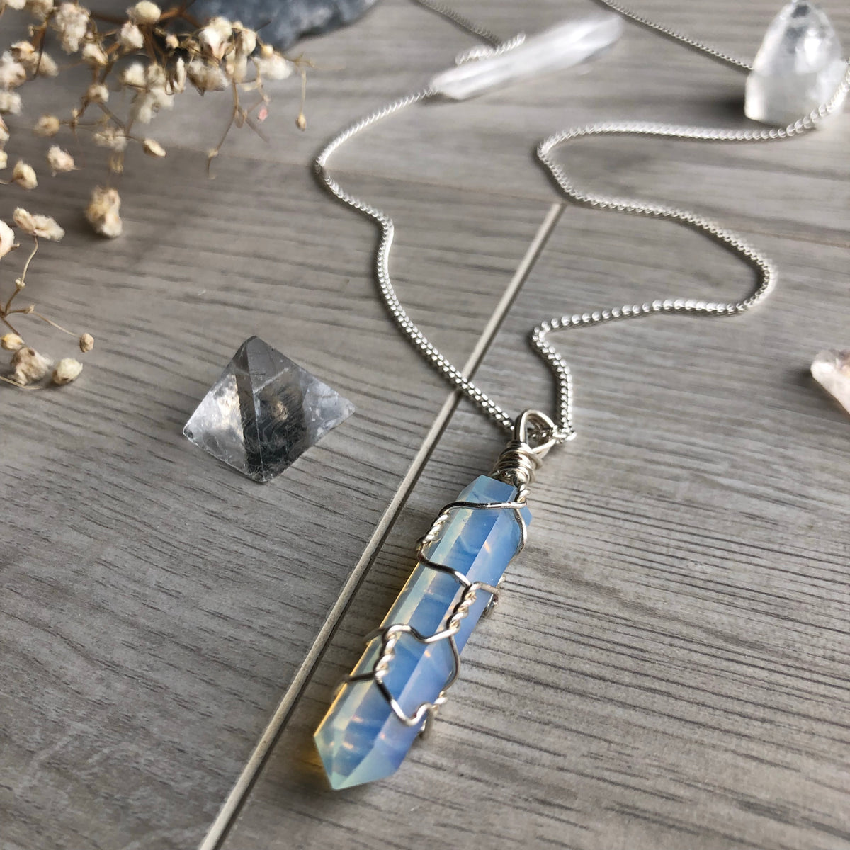 Opalite Wire Wrapped Crystal Necklace – Wholehearted Crystal Creations