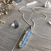 Opalite wire wrapped crystal necklace