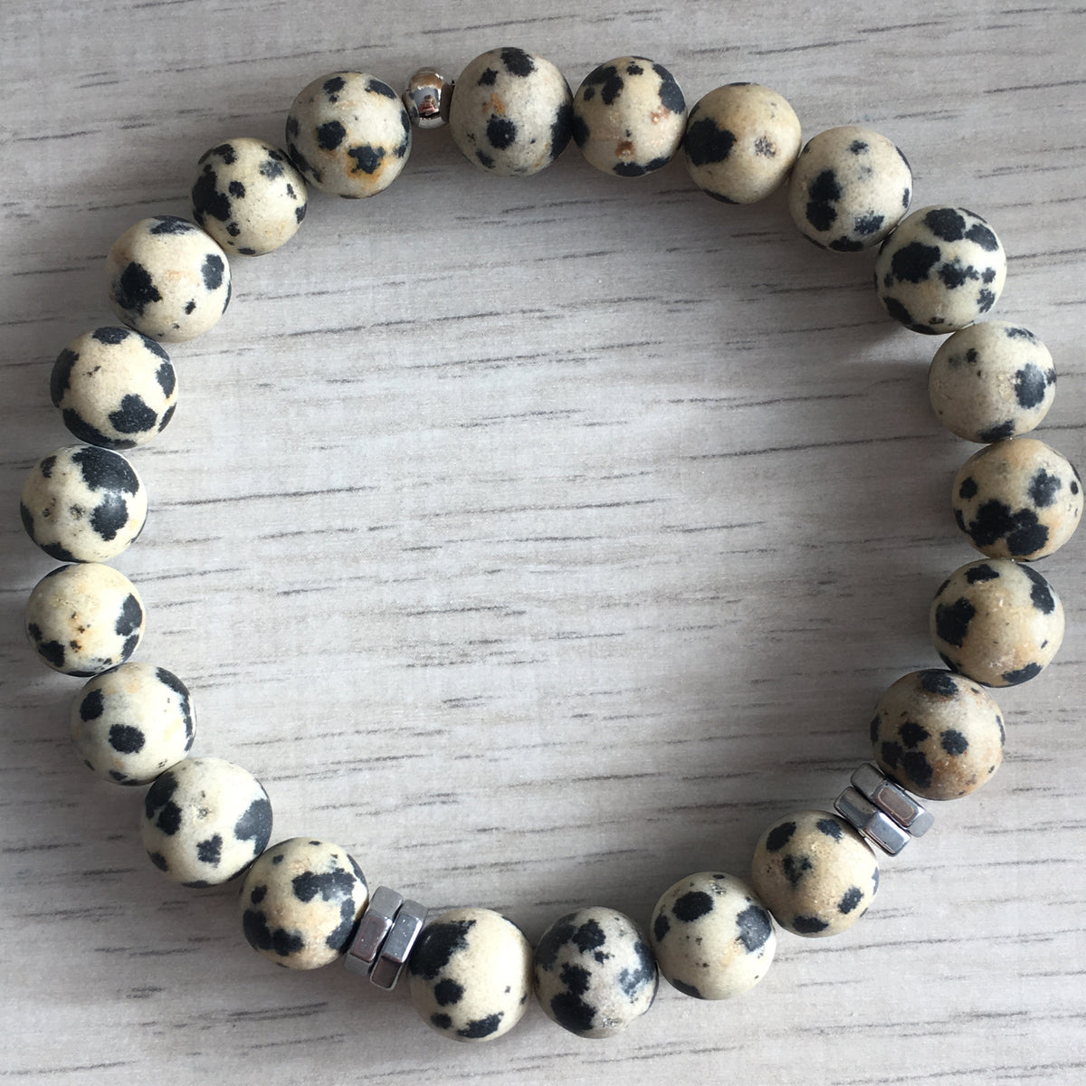 Dalmatian Jasper Beaded Stretch Bracelet – Wholehearted Crystal Creations