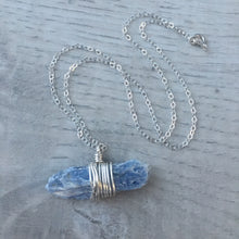 Kyanite Bar Necklace on 925 Sterling Silver