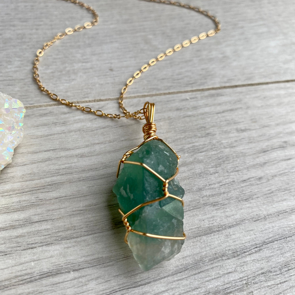 Raw Fluorite Wire Wrapped Crystal Necklace – Wholehearted Crystal Creations